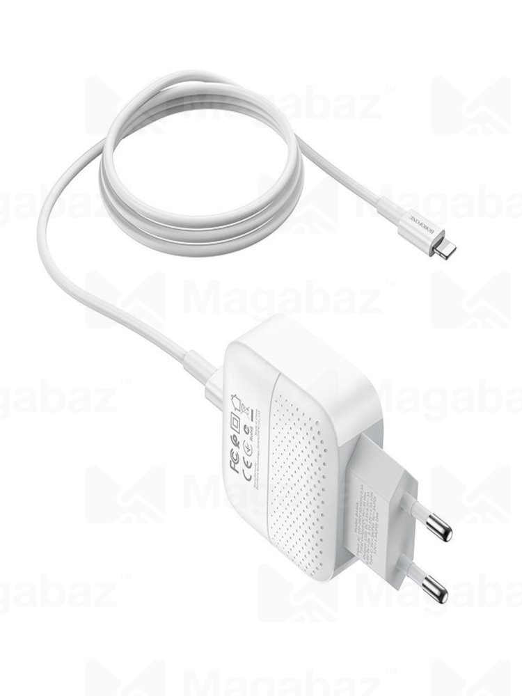 УЗУ блок-сеть_выходы USB Type-C 2000 mA/USB 3000 mA_+ usb кабель Type-C на Lightning_Borofone_BA46A_