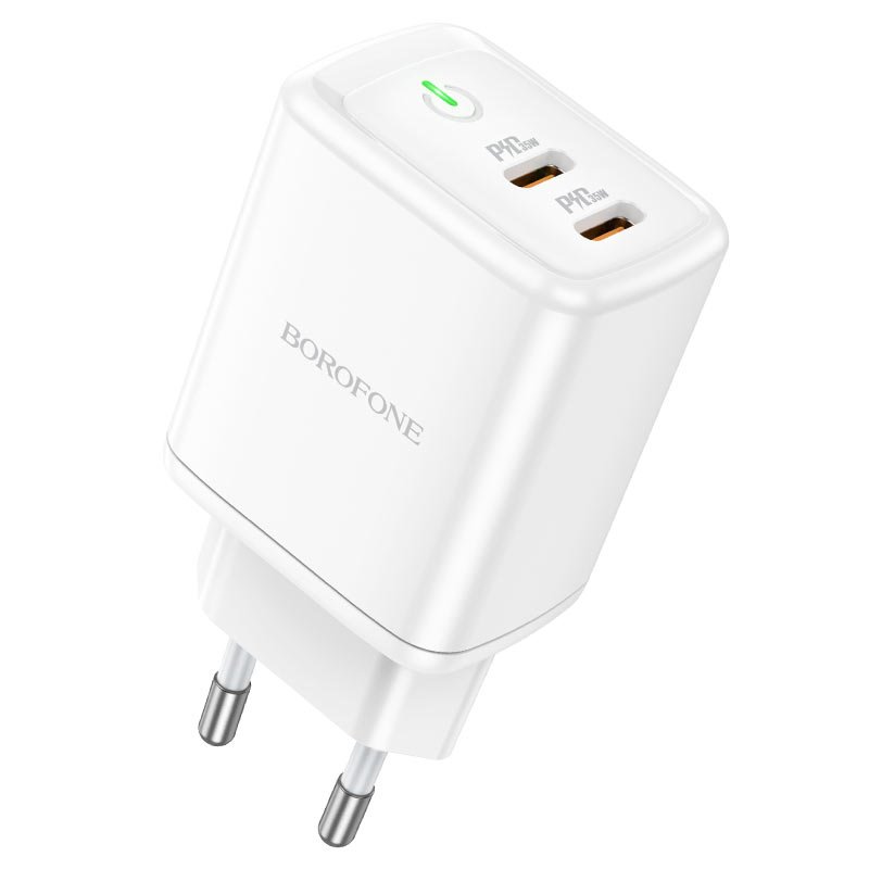 УЗУ блок-сеть_выходы USB Type-C 3000 mA/USB Type-C 3000 mA_Borofone_BN9_35W_белый_QC3.0