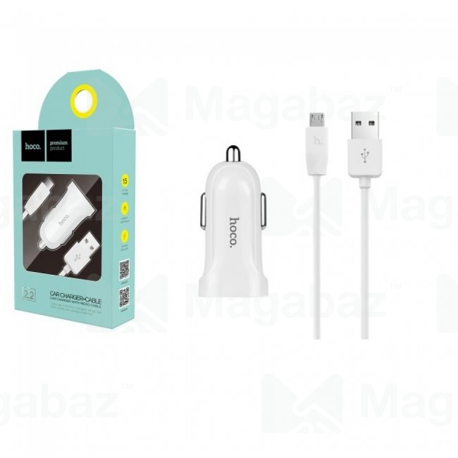 УЗУ_Блок авто_выход USB 1500 mA_+ usb кабель micro_HOCO_Z2_белый
