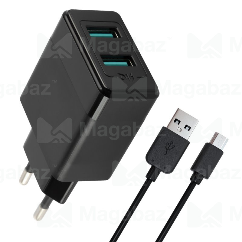 УЗУ блок-сеть_выходы USB 2400 mA/USB 2400 mA_+ usb кабель micro_Red Line_Y1_черный