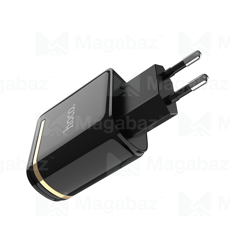 УЗУ блок-сеть_выходы USB 2400 mA/USB 2400 mA_LED дисплей_HOCO_C39A_черный