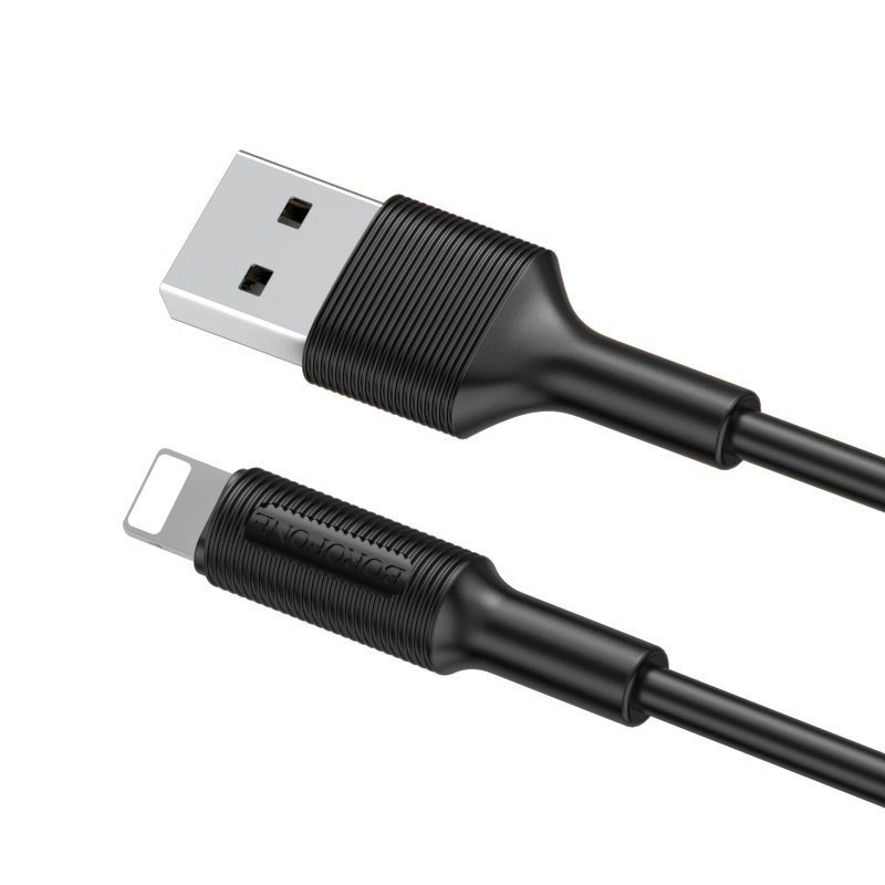 USB-кабель_Apple-- Lightning_Borofone_BX1_TPU_противоскользящий_черный_1м