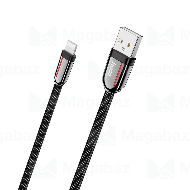 USB-кабель_Apple-- Lightning_HOCO_U74_тканевая оплетка_цинковый сплав_черный_1,2м