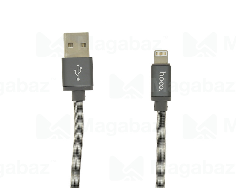 USB-кабель_Apple-- Lightning_HOCO_U5_металический переплет_серый_1,2м