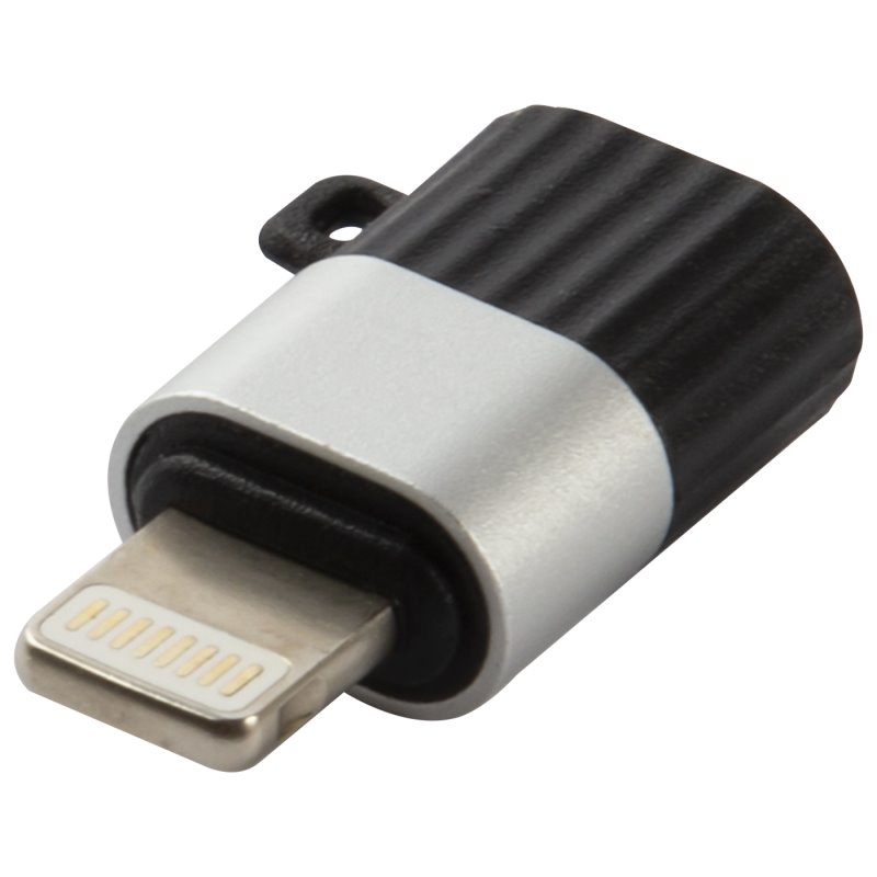 Переходник_micro usb - Lightning_Red Line_до 3А_черный-серебристо