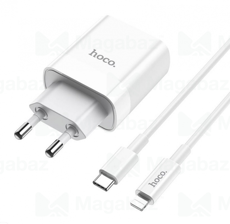 УЗУ блок-сеть_выходы USB Type-C 2000 mA/USB 3000 mA_+ usb кабель Type-C на Type-C_HOCO_C80А_белый