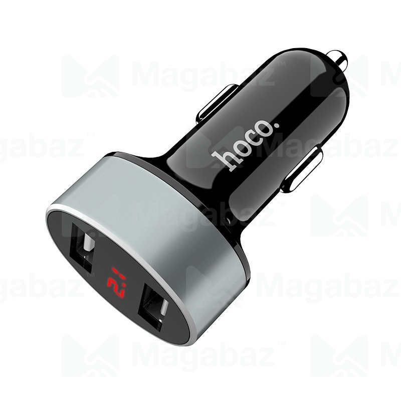 УЗУ_Блок авто_выходы USB 2100 mA/USB 2100 mA_цифровой диплей_HOCO_Z26_черный