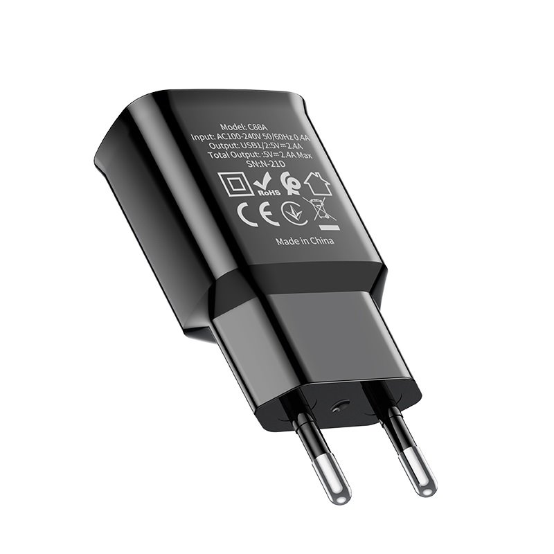 УЗУ блок-сеть_выходы USB 2400 mA/USB 2400 mA_HOCO_C88A_черный