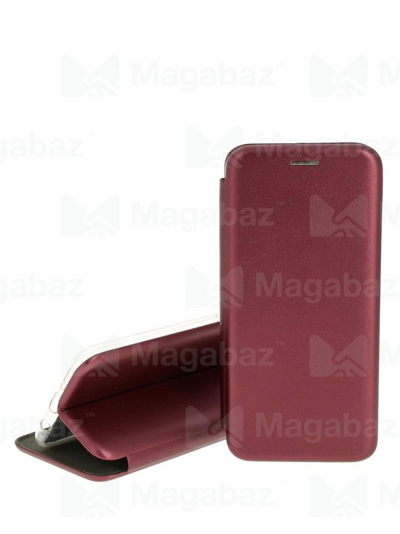 Чехол-книжка для_Samsung-- A71_1.345_Fashion Case_на магнитах_с визитницей_красный-темно_тех.пак.