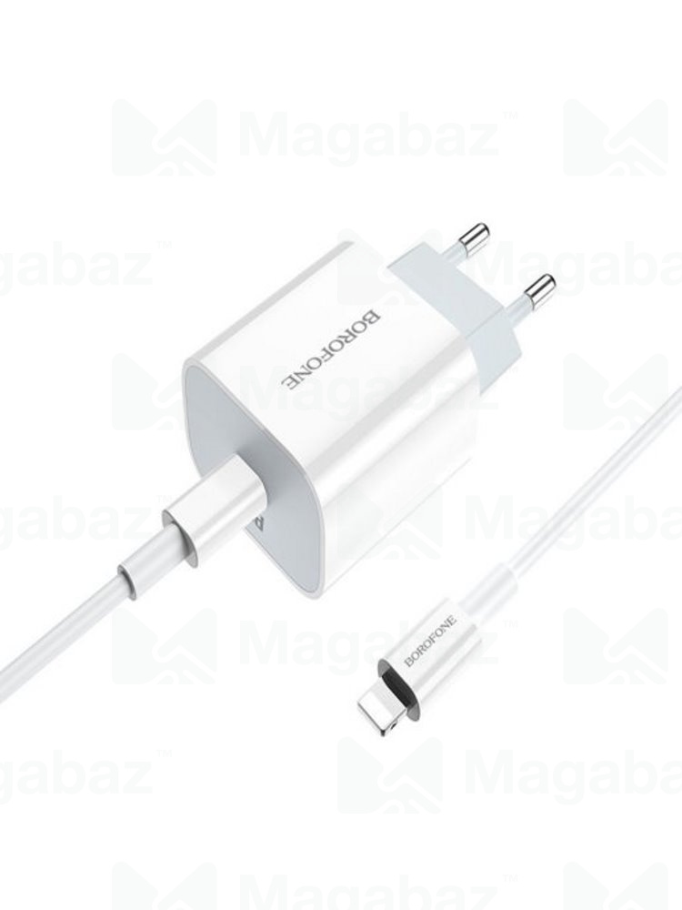 УЗУ блок-сеть_выход USB Type-C 3000 mA_+ usb кабель Type-C на Lightning_HOCO_BA38A_белый