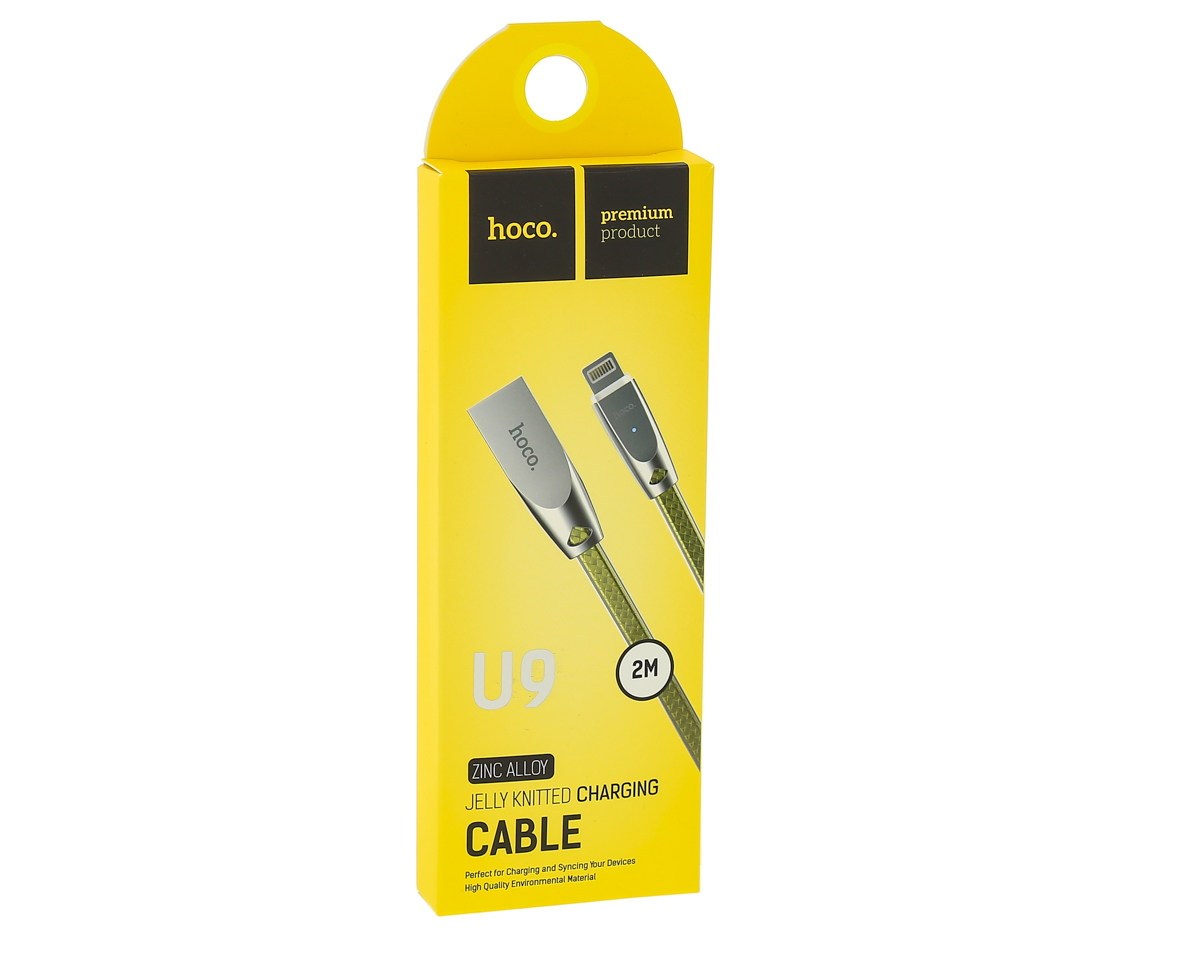 USB-кабель_Apple-- Lightning_HOCO_U9_силиконовый_плоский_с индикатором_золотой_2м