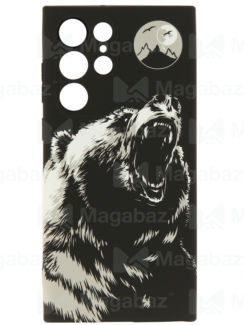 Накладка для_Samsung-- S22 Ultra_1.095-1_Helsen_с защитой КАМЕРЫ_животные_J204_медведь