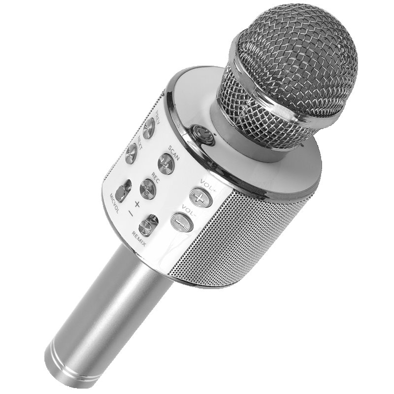 Микрофон + портативная колонка Bluetooth_Red Line_серебристый