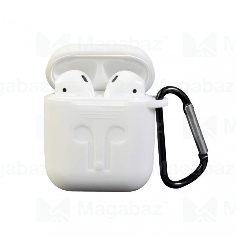Чехол для наушников_Apple-- AirPods * AirPods 2_No Name_TPU_Вид №1_с карабином_белый_7_тех.пак.
