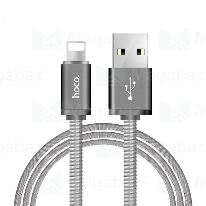 USB-кабель_Apple-- Lightning_HOCO_U5_металический переплет_серебристый_1,2м