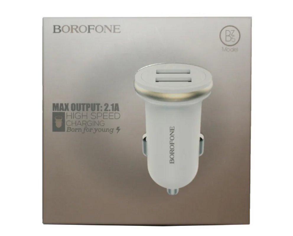 УЗУ_Блок авто_выходы USB 2100 mA/USB 2100 mA_Borofone_BZ5_белый