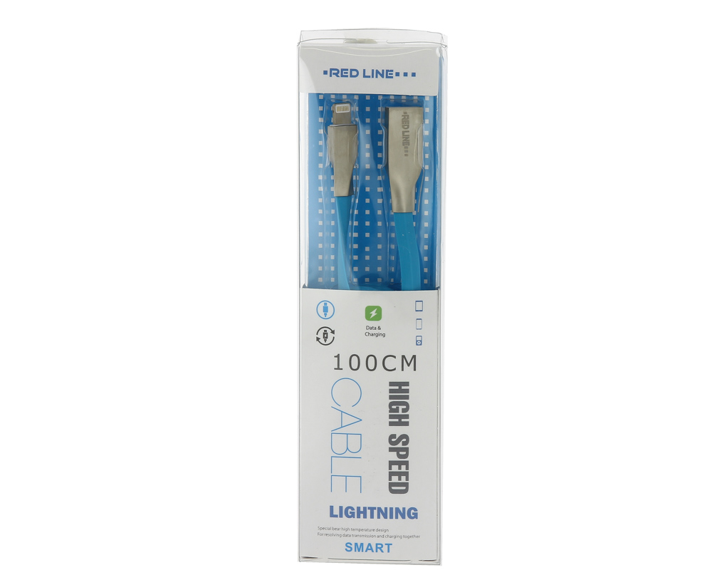 USB-кабель_Apple-- Lightning_Red Line_Smart High Speed_плоский_синий_1м
