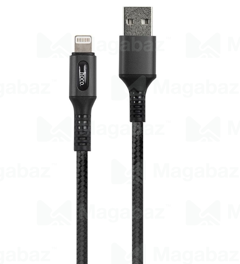 USB-кабель_Apple-- Lightning_HOCO_U79_в переплете_с индикатором_черный_1,2м