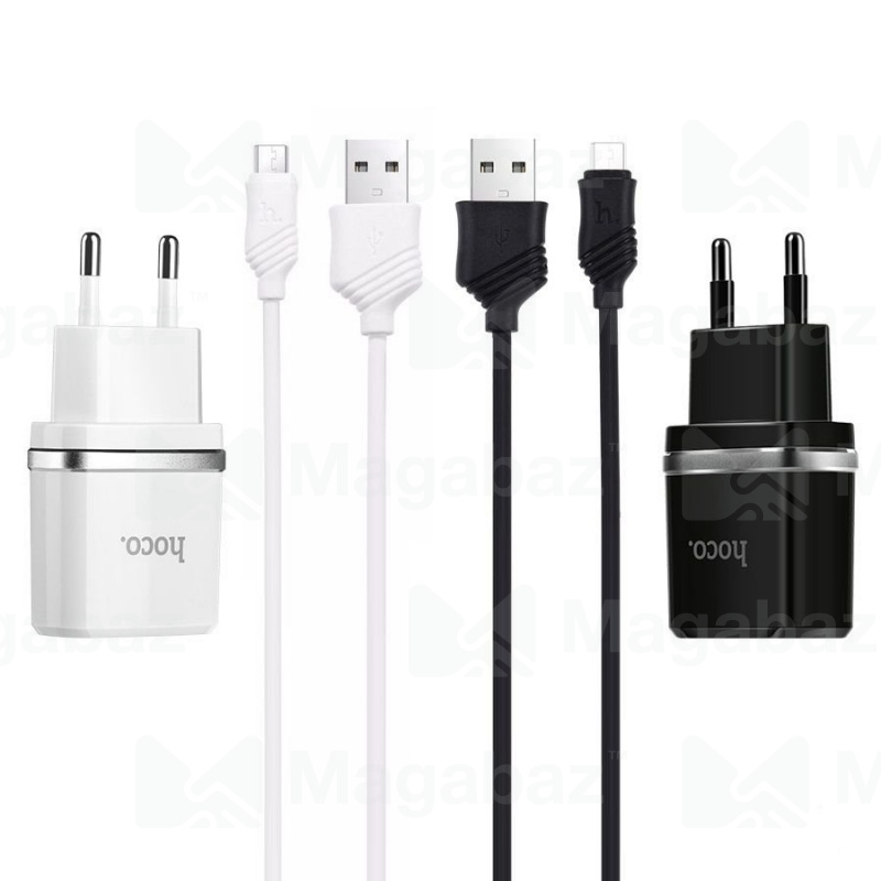 УЗУ блок-сеть_выходы USB 2400 mA/USB 2400 mA_+ usb кабель micro_HOCO_C12_черный