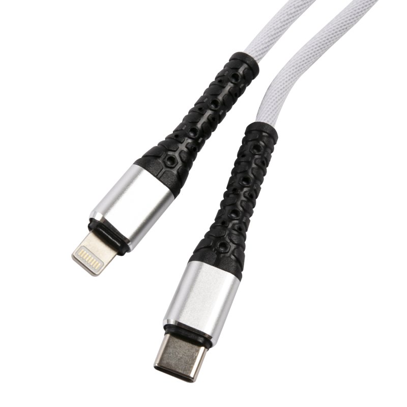 УЗУ блок-сеть_выход USB Type-C 3000 mA + usb кабель Lightning_тканевая оплетка_Red Line_PD1-3A_PD 20
