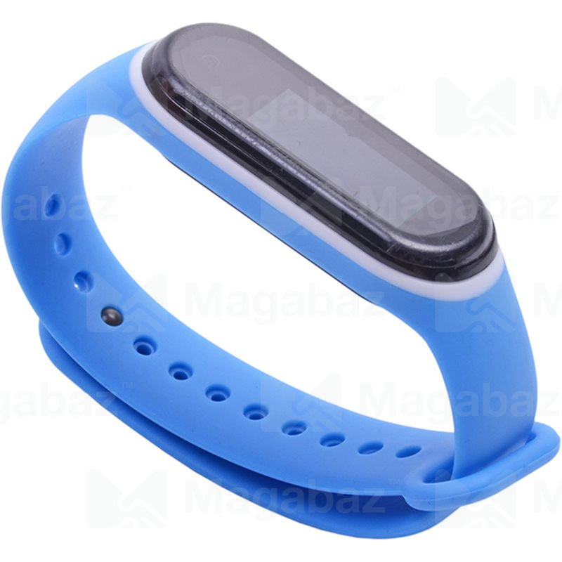 Ремешок на руку для_Xiaomi-- Mi Band 4 * Mi Band 3_No Name_TPU_Вид №1_голубой-бело_1_тех.пак.