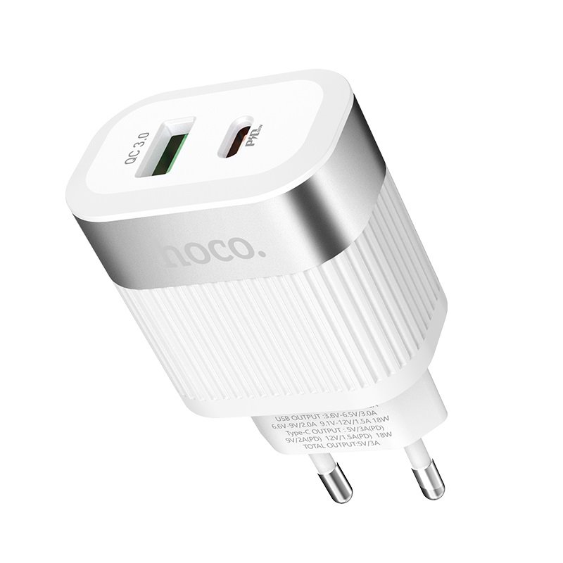 УЗУ блок-сеть_выходы USB Type-C 3000 mA/USB 3000 mA_HOCO_C58A_белый