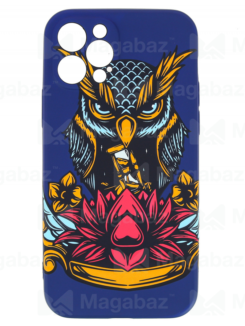 Накладка для_Apple-- iPhone 12 PRO_1.095-1_Helsen_с защитой КАМЕРЫ_животные_J68_сова