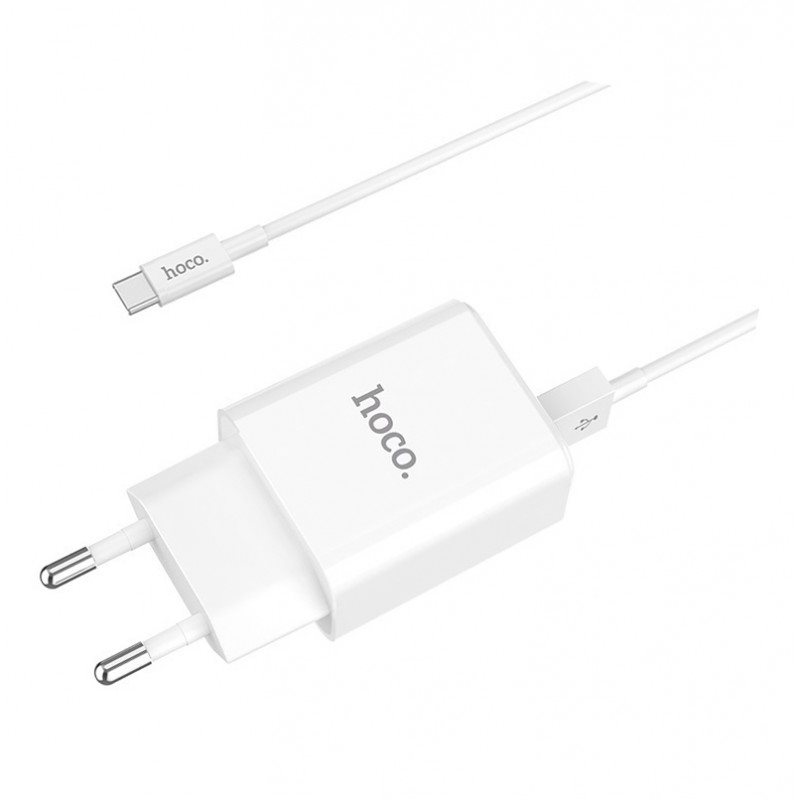 УЗУ блок-сеть_выходы USB 2100 mA/USB 2100 mA_+ usb кабель micro_HOCO_C62A_белый
