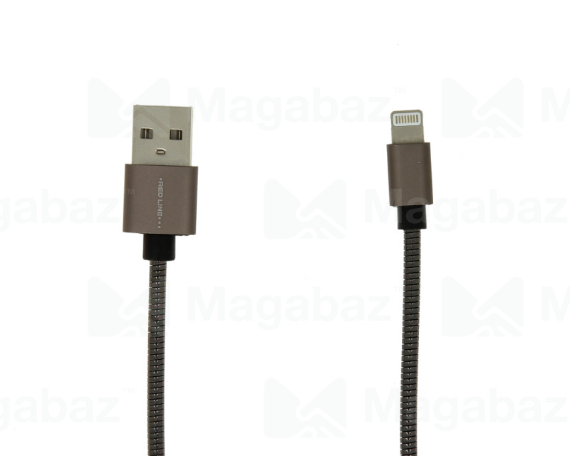 USB-кабель_Apple-- Lightning_Red Line_S7_металический переплёт_черный_1м