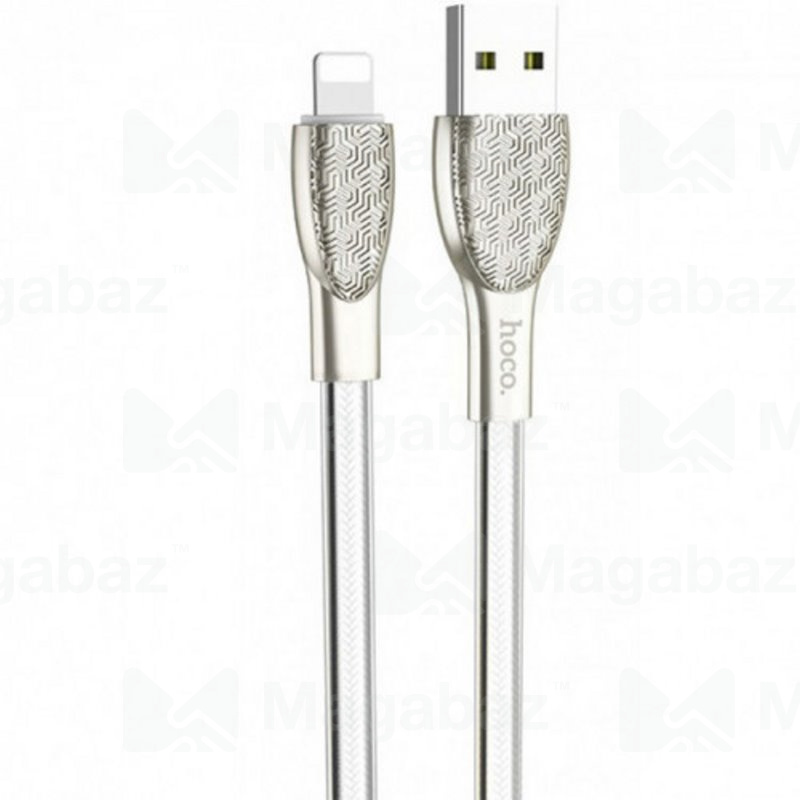 USB-кабель_Apple-- Lightning_HOCO_U52_силиконовый_плоский_серебристый_1,2м