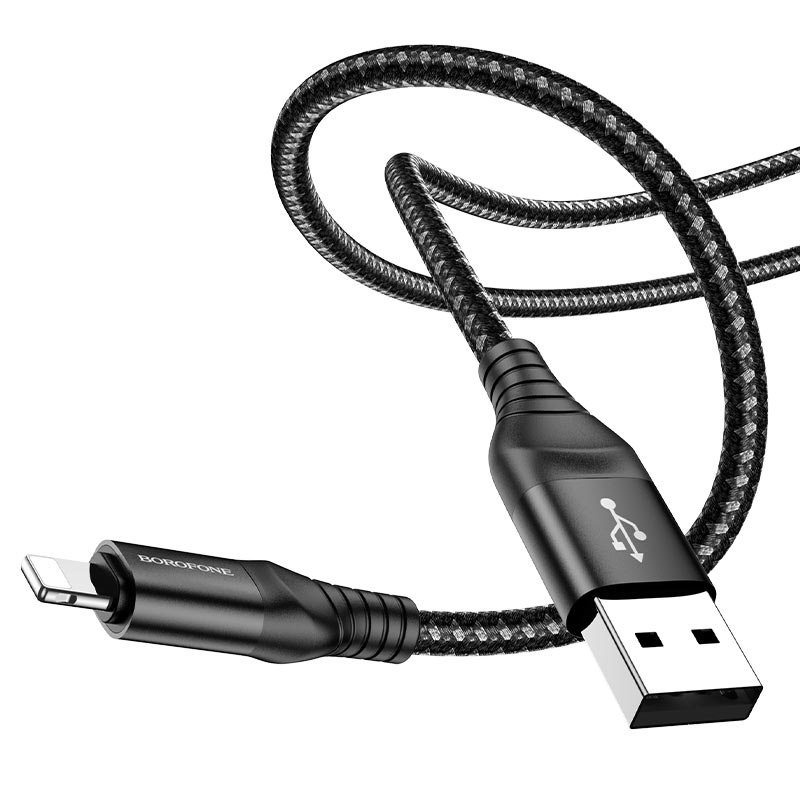 USB-кабель_Apple-- Lightning_Borofone_BX56_PD 20W_нейлоновая оплетка_черный_1м