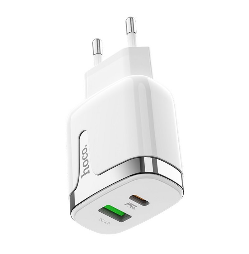 УЗУ блок-сеть_выходы USB Type-C 2500 mA/USB 3000 mA_+ usb кабель Type-C на Lightning_HOCO_C79A_белый