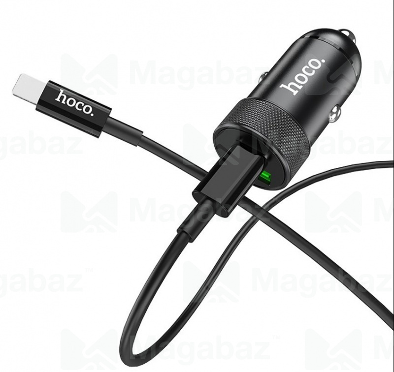 УЗУ_Блок авто_выходы USB Type C 4500 mA/USB 4500 mA_+ usb Type C на Lightning_HOCO_Z32B_черный