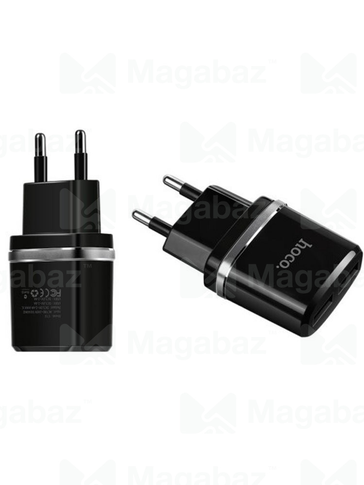 УЗУ блок-сеть_выходы USB 2400 mA/USB 2400 mA_HOCO_C12_черный