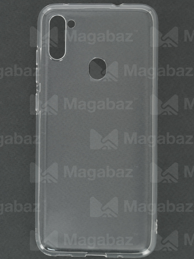 Накладка для_Samsung-- A11 * М11_1.146_TPU mp 1mm_с БОРТИКОМ в отверстии камеры_прозрачный_глянцевый