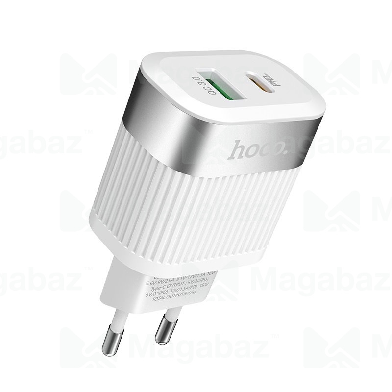 УЗУ блок-сеть_выходы USB Type-C 3000 mA/USB 3000 mA_HOCO_C58A_белый