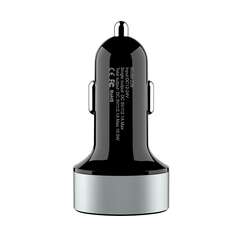 УЗУ_Блок авто_выходы USB 2100 mA/USB 2100 mA_цифровой диплей_HOCO_Z26_черный