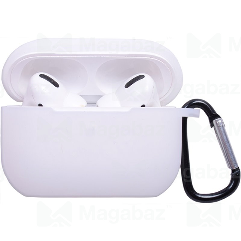 Чехол для наушников_Apple-- AirPods PRO_No Name_TPU_Вид №7_с карабином_белый-светло_12