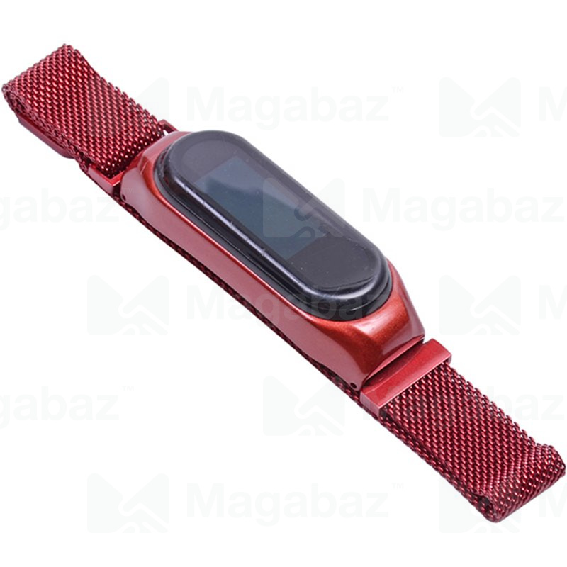 Браслет на руку для_Xiaomi-- Mi Band 4 * Mi Band 3_No Name_металлический_Вид №4_красный_8