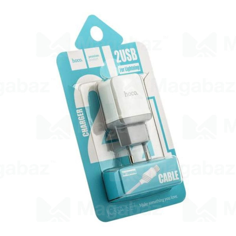 УЗУ блок-сеть_выходы USB 2400 mA/USB 2400 mA_HOCO_C33A_белый