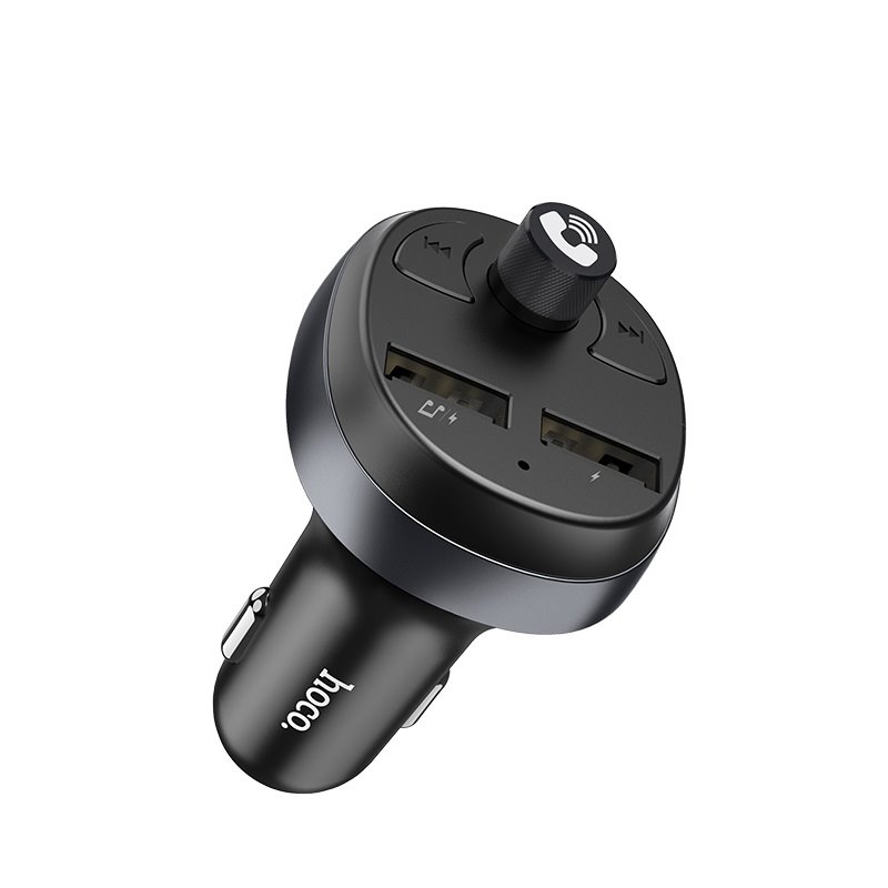 УЗУ_Блок авто_c FM - трансмиттером_выходы USB 2100 mA/USB 2100 mA_цифровой диплей_HOCO_E41_черный