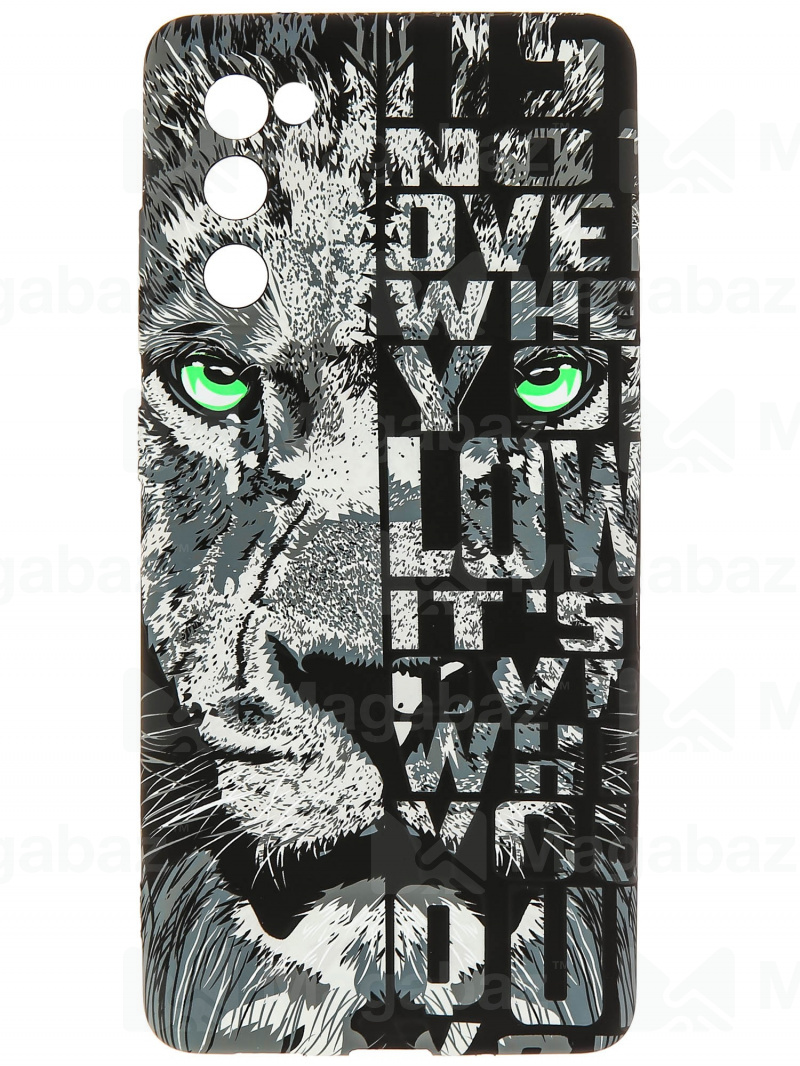 Накладка для_Samsung-- S20 FE_1.095-1_Helsen_с защитой КАМЕРЫ_животные_J202_лев орнамент