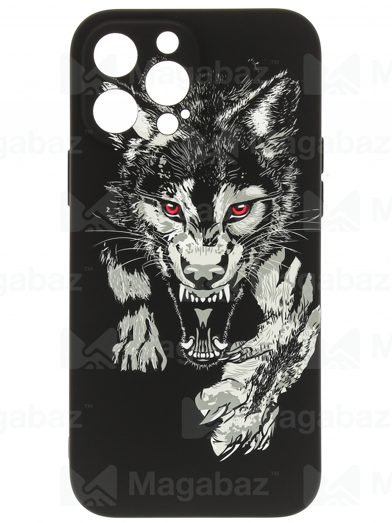 Накладка для_Apple-- iPhone 13 PRO Max_1.095-1_Helsen_с защитой КАМЕРЫ_животные_J72_волк нападает