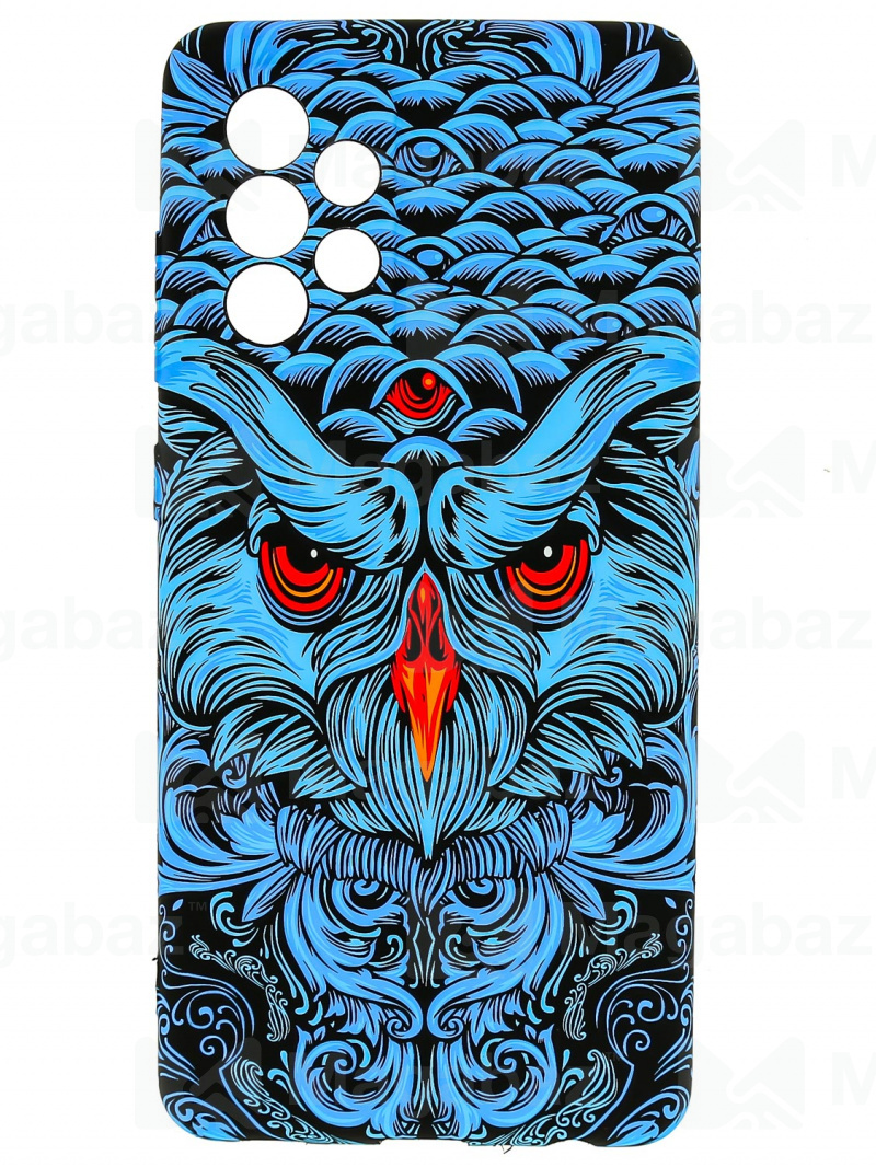Накладка для_Samsung-- A52 * A52S_1.095-1_Helsen_с защитой КАМЕРЫ_животные_J69_филин