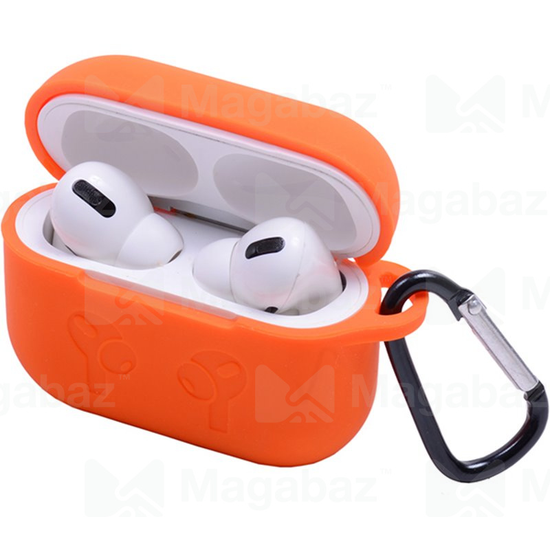 Чехол для наушников_Apple-- AirPods PRO_No Name_TPU_Вид №7_с карабином_оранжевый_9
