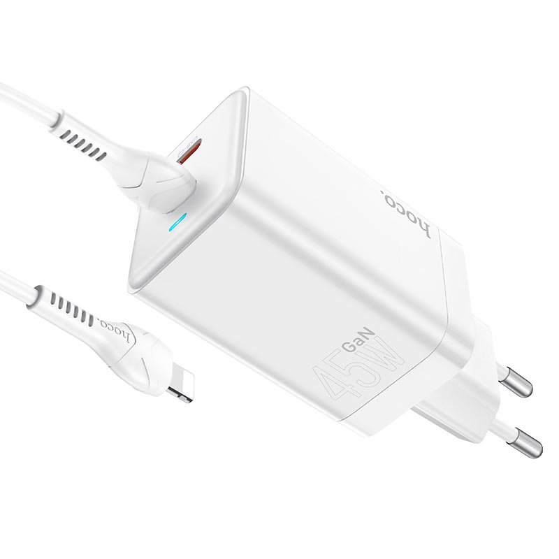 УЗУ блок-сеть_выходы USB Type-C 3000 mA/USB Type-C 3000 mA + usb кабель Type-C на Type-C_HOCO_N23_PD