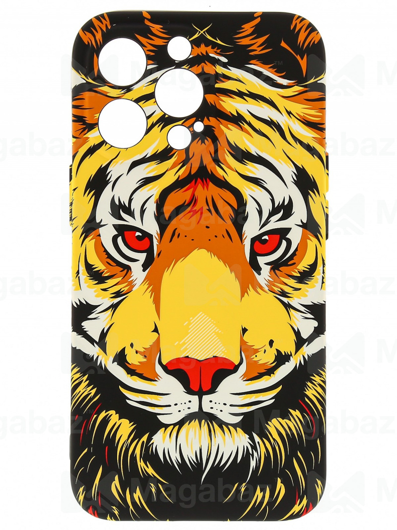 Накладка для_Apple-- iPhone 13 PRO_1.095-1_Helsen_с защитой КАМЕРЫ_животные_T10_тигр морда