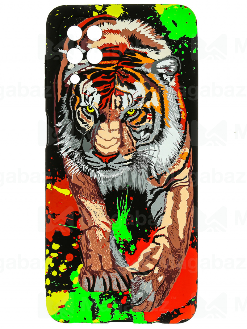 Накладка для_Samsung-- A12 * A12 Nacho * M12_1.095-1_Helsen_с защитой КАМЕРЫ_животные_D6_тигр идёт