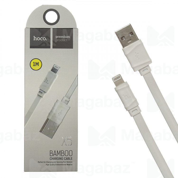USB-кабель_Apple-- Lightning_HOCO_X5_TPU_плоский_белый_1м
