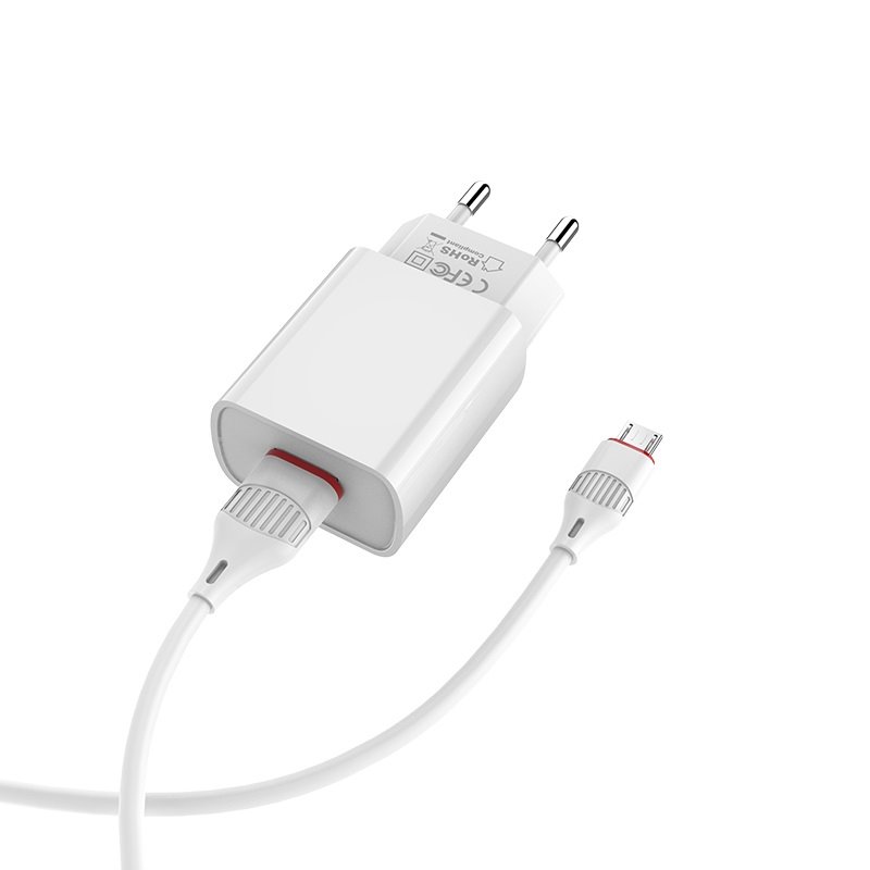 УЗУ блок-сеть_выход USB 2100 mA_+ usb кабель micro_Borofone_BA20A_белый